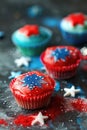 sweets decorated in honor of the National Day of Turkey, homemade cupcakes, treats for children