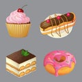 Sweets and desserts, cartoon vector illustration