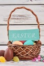 Sweets and Easter basket. Royalty Free Stock Photo