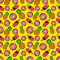 Sweets Food Seamless Pattern with Donuts, Ice Cream and Pineapples