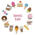 Sweets greeting card with sweets and coffee