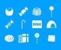 Sweets icon blue set vector