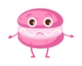 Sweets. Icon of Isolated Pink Unhappy Macaroon