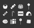 Sweets icon set grey vector