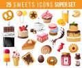 Sweets icons set Royalty Free Stock Photo