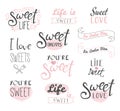 Sweets, life and love typography