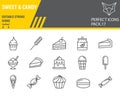 Sweets line icon set, desserts collection, vector sketches, logo illustrations, confectionery icons, pastry signs linear Royalty Free Stock Photo