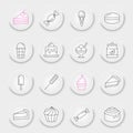 Sweets line icon set