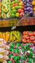 Sweets that looks as vegetables and fruits at a local market in Spain