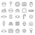 Sweets outline gray icons vector set. Minimalistic design.