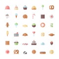 Sweets and pastries flat icon vector set.