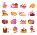 Sweets And People Icons Set Royalty Free Stock Photo