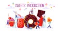 Concept of sweets food production.