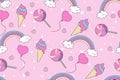Sweets seamless pattern on a pink glamour background Royalty Free Stock Photo