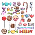 Sweets set. Assorted candies - sketch style.