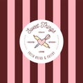 Sweets shop retro style doodle sketch logo badge template. Cafe and restaurant emblem, symbol for bakery shop, pastry, donuts Royalty Free Stock Photo