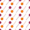 Sweets on sticks pattern. Idea for decors, ornaments,summer holidays, kitchen themes.Isolated vector artwork.