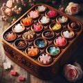 Sweets in Style: Elegant Wooden Box Filled with Tempting Treats.