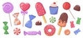 Sweets and sugar products vector set Royalty Free Stock Photo