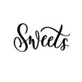 Sweets. Sweet shop lettering logo template design. Vector illustration