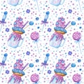 Sweets and yummies hand drawn seamless pattern.