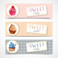 Sweetshop cupcakes banners set Royalty Free Stock Photo