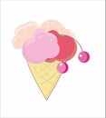 Ice cream cone with cherry