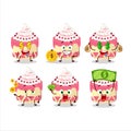 Sweety cake cherry cartoon character with cute emoticon bring money