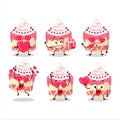 Sweety cake cherry cartoon character with love cute emoticon