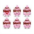 Sweety cake strawberry cartoon character with nope expression
