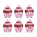 Sweety cake strawberry cartoon character with sad expression