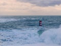 Swell. Waves and bad weather at the mouth of Pasaia, Euskadi Royalty Free Stock Photo