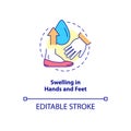 Swelling in hands and feet concept icon