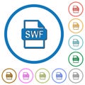 SWF file format icons with shadows and outlines