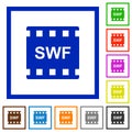 SWF movie format flat framed icons Royalty Free Stock Photo