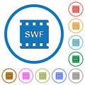 SWF movie format icons with shadows and outlines Royalty Free Stock Photo