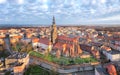 Swidnica, Poland. Aerial cityscape with cathedral