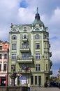 Green tenement house in Swidnica, Poland