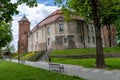 Swidwin, zachodniopomorskie / Poland - May, 29, 2020: Old knight`s castle in the city center. Brick building in Central Europe