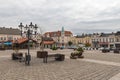 Swiecie, kujawsko pomorskie / Poland - October, 17, 2019: Old market in a small town in Central Europe. Old tenements in the city