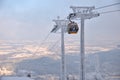 Swieradow Zdroj resort, Poland, December 16, 2018: Cable car in mountains, Jizera Mountain