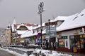 Swieradow Zdroj resort, Poland, December 13, 2018: Zdrojowa street in winter