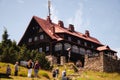 Mountain shelter on the top of StÃÂ³g Izerski in the Izerskie Mountains in Poland Royalty Free Stock Photo