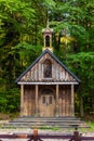 Forest shrine of St. Francis in Swieta Katarzyna village at tourist path to Lysica peak in Swietokrzyskie Mountains in Poland