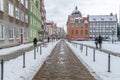 Swietego Ducha street in old town of Gdansk at winter time.