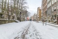 Swietego Ducha street in old town of Gdansk at winter time.