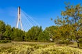 Swietokrzyski Bridge - Most Swietokrzyski - with cable-stayed pylon over Vistula river in Warsaw, Poland