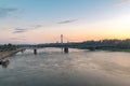 Swietokrzyski Bridge over Vistula river at sunrise time in Warsaw, Poland