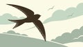 Swift Bird in Flight Outline, Freedom Movement Icon, vector design Generative AI Royalty Free Stock Photo