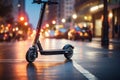 Swift city ride person effortlessly maneuvers an electric scooter downtown